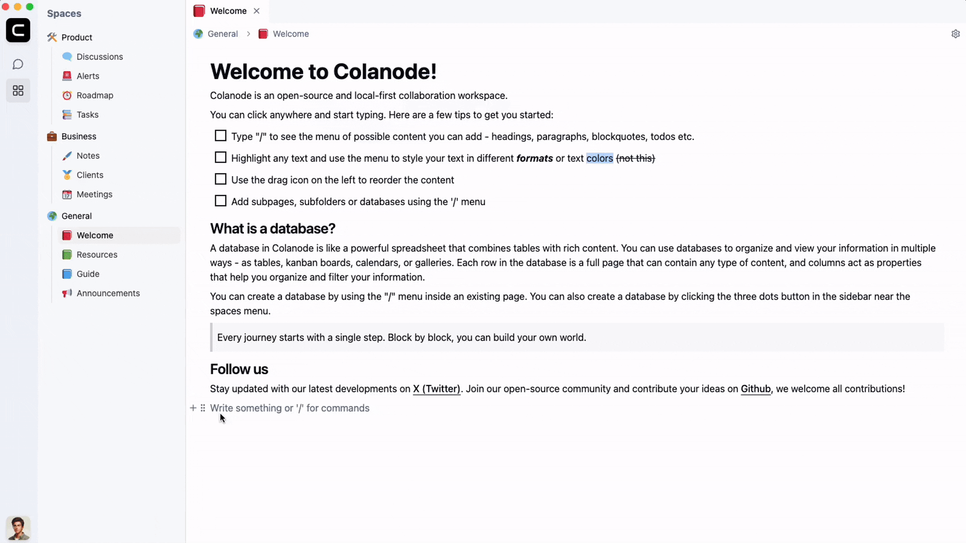 Desktop preview of Colanode